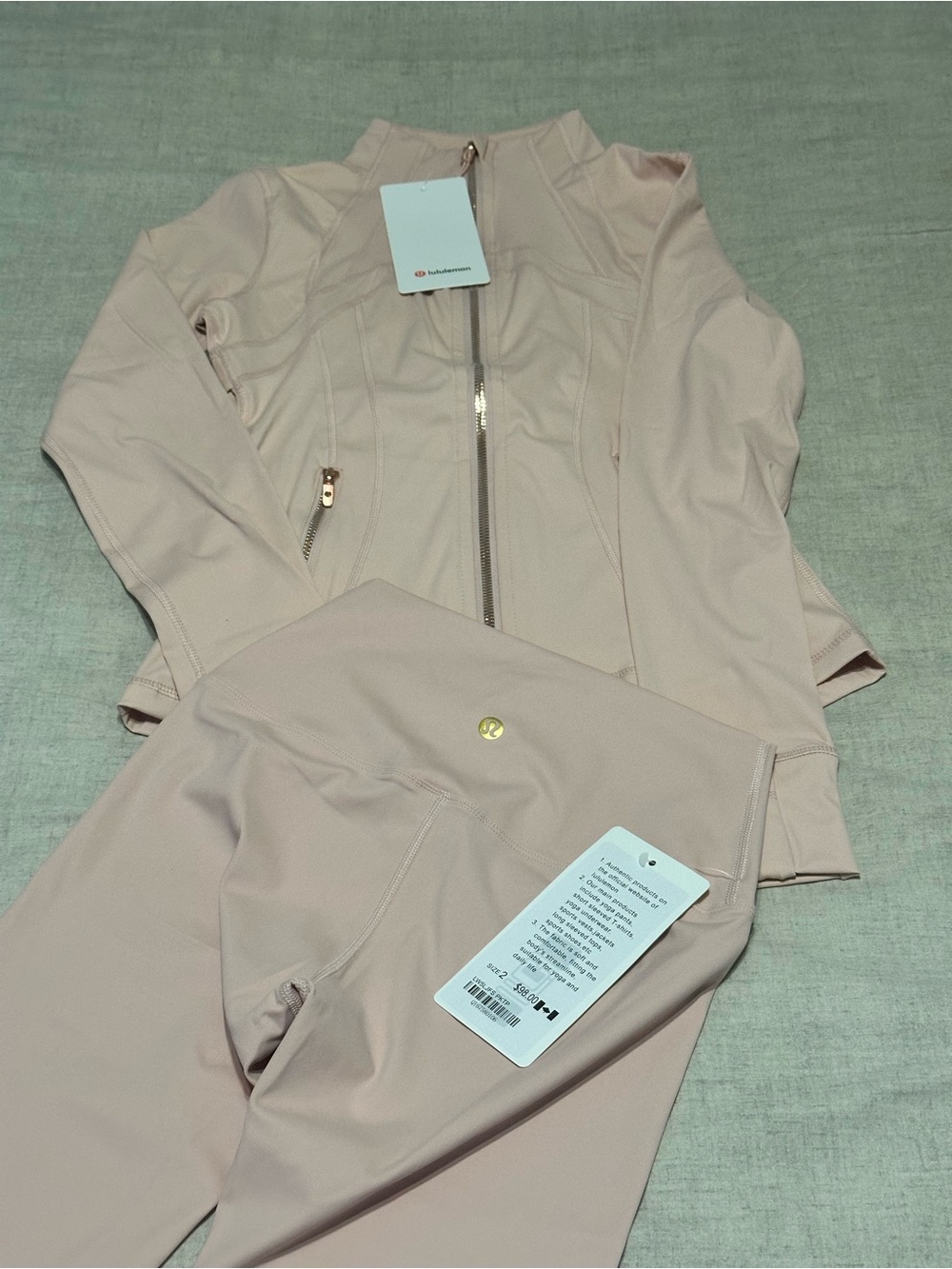 lululemon athletica Blush Pink High-Waist Leggings and Zip Jacket Set
